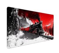 Mouse Mat Red Desk Mat Train Gaming Mouse Pad 600x300x3mm, Slip Base Waterproof Surface Comfort WearResistant, Stitchededge Extended Mousemat, lmproves Speed and Precision for Office & Home XZ-915