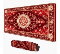 Mouse Mat Red Gaming Mouse Pad xxl 500x250 mm non Slip Desk Mat, Bohemia Extended Large Mousepad Waterproof & Stitched Edges Mouse and Keyboard Mat for Home, Office, Gaming Room 20x10 inch 3Y-1446