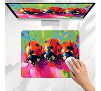 Mouse Mat Red Ladybug, Small Mouse Pad 22 x 24 cm, Ultra Thin Improves Speed and Accuracy, Non-Slip Rubber Base, with Stitched Edges, Wear-Resistant, Waterproof Mousepad for Office & Home j0j-116