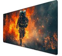 Mouse Mat Red Mouse Pad Firefighters Gaming Desk Mat Large 1200x600x3mm, Non-Slip Rubber Base, Waterproof Surface, Stitched Edges, Pretty Mousepad for Office and Home Laptop, Desk Accessories K7-173