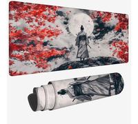 Mouse Mat Red Mouse Pad Large 47.2x15.7x0.12 XXL Waterproof Desk Matt with Stitched Edges and Non-Slip Rubber Base, Extended Gaming Mousemat Samurai Keyboard Mat, Gaming Office Desk Decor Gifts W-532