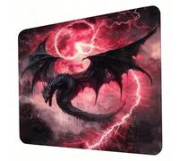 Mouse Mat, Red Mouse Pad, Washable Small Mousepad Dragon (2) Mousemat with Non-Slip Base Computer Gaming Mousepad Portable Office Desk Accessories for Laptop Working Gaming, 340 x 280 x 3mm J0-427