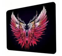 Mouse Mat, Red Mouse Pad, Washable Small Mousepad Wings (2) Mousemat with Non-Slip Base Computer Gaming Mousepad Portable Office Desk Accessories for Laptop Working Gaming, 340 x 280 x 3mm J0-419