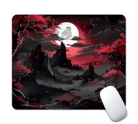 Mouse Mat Red Trees, Mountains, And Moon Mousepad Comfortable Stitched Edges Table Mat, For Work, Desk, Office, 25x30cm
