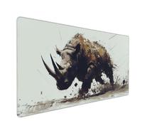Mouse Mat Rhino Mouse Pad Animal Desk Mat Large 900 x 300 x 3mm Non-Slip Rubber Base, Waterproof Surface, Durable Materials, Portable, Stitched Edges Gaming Mousepad, Computer Desk Accessories D-944