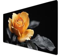 Mouse Mat Rose Mouse Pad Yellow Gaming Desk Mat Large 1600x800x3mm, Non-Slip Rubber Base, Waterproof Surface, Stitched Edges, Pretty Cute Mousepad for Office and Home Laptop, Desk Accessories K7-723