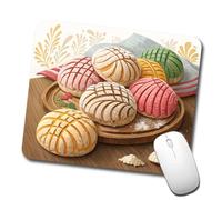Mouse Mat Scattered Conchas Pastry Mexican Sweet Breads Desk Mat Stitched Edge Mousepads Square Mouse Pad For Laptop Work Computers S