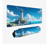 Mouse Mat Sea Mouse Pad Large 520x250mm, Desk Mat Lighthouse Mousepad, Desk Pad with Non-Slip Base, Extended Waterproof Mousemat, Stitched Edges Keyboard Matt, Home Office Accessories, Gifts H2-923
