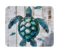 Mouse Mat Sea Turtle White Wooden Board Mousepads Non-Slip Mousepad Square Desk Mat For Computers Laptop Office And Home L