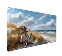 Mouse Mat Sea View Gaming Mousepad Large 32x12x0.12in, Desk Mat for Wireless Mouse Keyboard Laptop, Waterproof Mousemat Beach Stitched Edges Non-Slip Rubber Base for Home Office Gaming Desk model-2944