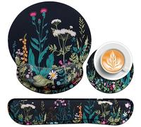 Mouse Mat Set,3-in-1 Mouse Pad Wrist Support+Keyboard Wrist Rest+Cup Pad | Acezeek Keyboard Mat with Anti-Skid,Ergonomic Mousepad Pain Relief,Memory Foam Keyboard Wrist Support for Games office Home