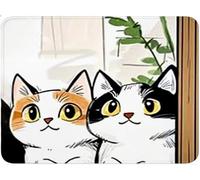 Mouse Mat, Small Mouse Pad Animal, Table Protector Desk Mat with Rubber Base Stitched Edge, Easy Gliding, Portable, Mousepad for Laptop Computer PC, Office Gaming Accessories 200x230x3mm Cat qw-46