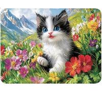 Mouse Mat, Small Mouse Pad Cat, Table Protector Desk Mat with Anti-Slip Rubber Base Stitched Edge, Easy Gliding, Mousepad for Laptop Computer PC, Office Gaming Accessories 200x300x3mm Flower qw-277