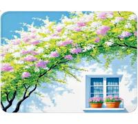 Mouse Mat, Small Mouse Pad Flower, Table Protector Desk Mat with Anti-Slip Rubber Base, Easy Gliding, Portable, Mousepad for Laptop Computer, Office Gaming Accessories 150x200x3mm By The Window qw-181