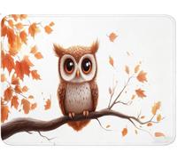 Mouse Mat, Small Mouse Pad Owl, Table Protector Desk Mat with Anti-Slip Rubber Base Stitched Edge, Easy Gliding, Mousepad for Laptop Computer PC, Office Gaming Accessories 180x300x3mm Autumn qw-293