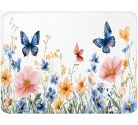 Mouse Mat, Small Mouse Pad Pastoral, Table Protector Desk Mat with Anti-Slip Rubber Base, Easy Gliding, Portable, Mousepad for Laptop Computer, Office Gaming Accessories 200x250x3mm Butterfly qw-449