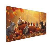Mouse Mat Squirrel Mouse Pad Autumn Desk Mat Large 900 x 400 x 3mm Non-Slip Rubber Base, Waterproof Surface, Durable Materials, Portable, Stitched Edges Gaming Mousepad, Office Desk Accessories D-736