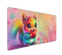 Mouse Mat Squirrel Mouse Pad Cute Desk Mat Large 800 x 300 x 3mm Non-Slip Rubber Base, Waterproof Surface, Durable Materials, Portable, Stitched Edges Gaming Mousepad, Computer Desk Accessories D-1079