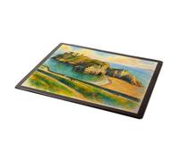 MOUSE MAT - St Catherine's Rock, Tenby (a) - Vintage Art Style