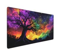 Mouse Mat Starry Sky Mouse Pad Tree Desk Mat Large 1000 x 500 x 3mm Non-Slip Rubber Base, Waterproof Surface, Durable Materials, Portable, Stitched Edges Gaming Mousepad, Office Desk Accessories D-799
