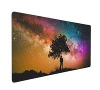 Mouse Mat Starry Sky Mouse Pad Tree Desk Mat Large 800 x 400 x 3mm Non-Slip Rubber Base, Waterproof Surface, Durable Materials, Portable, Stitched Edges Gaming Mousepad, Office Desk Accessories D-793