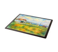 MOUSE MAT - Stores & Cafe, Showing St Ives Bay, Hayle - Vintage Art Style