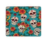 Mouse Mat Sugar Skull Vibrant Folk Flower Gothic Boho Mousepad Work 25x30cm