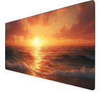 Mouse Mat Sun Mouse Pad Sea Gaming Desk Mat Large 900x500x3mm, Non-Slip Rubber Base, Waterproof Surface, Stitched Edges, Pretty Mousepad for Office and Home Laptop, Desk Accessories For Women K7-867