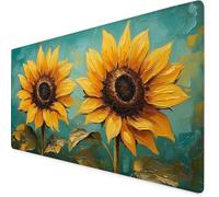 Mouse Mat Sunflower Mouse Pad Yellow Gaming Desk Mat Large 1600x800x3mm, Non-Slip Rubber Base, Waterproof Surface, Stitched Edges, Pretty Mousepad for Office and Home Laptop, Desk Accessories K7-169