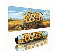 Mouse Mat Sunflower xxl 700x400x3mm Desk Pad Field Gaming Mouse Mat with Waterproof Surface Wear-Resistant, Durable, Non-Slip Rubber Base Improves Speed and Accuracy for Christmas Decorations W1-544