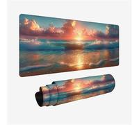 Mouse Mat Sunrise Mouse Pad Large 520x250mm, Desk Mat Ocean Waves Mousepad, Desk Pad with Non-Slip Base, Extended Waterproof Mousemat, Stitched Edges Keyboard Matt, Home Office Accessories, Gifts H2-9