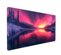 Mouse Mat Sunset Gaming Mousepad Large 36" x20" x0.12, Desk Mat for Wireless Mouse Keyboard Laptop, Waterproof Mousemat Lake View Stitched Edges Non-Slip Rubber Base for Office Gaming Desk model-7307