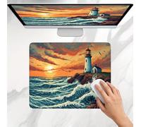 Mouse Mat Sunset Lighthouse, Small Mouse Pad 22 x 24 cm, Ultra Thin Improves Speed and Accuracy, Non-Slip Rubber Base, with Stitched Edges, Wear-Resistant, Waterproof Mousepad, Office & Home j0j-375