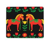 Mouse Mat Swedish Dala Horse Folk Art with Flower Mouse Pad Mat PC 25x30cm