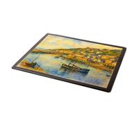 MOUSE MAT - The Harbour, Mousehole (a) - Vintage Art Style