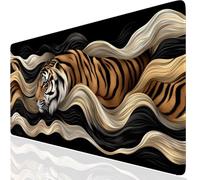 Mouse Mat Tiger 1000x400x3mm Washable Large Mouse Pad Yellow, Desk Mat Non-Slip Rubber Base Stitched Edge-Smooth Cloth Surface, Waterproof Laptop Desk Pad for Office, Work, MacBook, PC, Home UK-3299