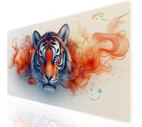 Mouse Mat Tiger 600x400x3mm Washable Large Mouse Pad Red, Desk Mat Non-Slip Rubber Base Stitched Edge-Smooth Cloth Surface, Waterproof Laptop Desk Pad for Office, Work, MacBook, PC, Home UK-6195