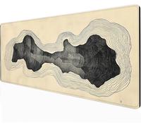 Mouse Mat Topographic Map - 800 x 300 x 3mm, Large Gaming Mouse Pad, XXL mousepad - Large Office Desk Mat - Non-Slip Rubber Base - Improved Precision and Speed - for Office and Home, White - 87708