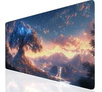 Mouse Mat Tree 800x400x3mm Washable Large Mouse Pad Blue, Desk Mat Non-Slip Rubber Base Stitched Edge-Smooth Cloth Surface, Waterproof Laptop Desk Pad for Office, Work, MacBook, PC, Home UK-2777