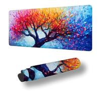 Mouse Mat Tree Mouse Pad Large 150 x 80 cm XXL Waterproof Desk Matt with Stitched Edges and Non-Slip Rubber Base, Extended Gaming Mousemat Color Keyboard Mat, for Gaming Office Desk Decor Gifts S-7696