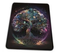 Mouse Mat Tree Of Life And Galaxy Space Black Portable Mousepad Premium Mouse Pad For Gamer Work Laptop 25X30cm