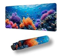 Mouse Mat Underwater World Mouse Pad Large 120 x 40 cm XXL Waterproof Desk Matt with Stitched Edges, Extended Comfortable Gaming Mousemat Coral Keyboard Mat, for Gaming Office Desk Decor Gifts S-12711