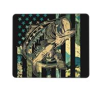 Mouse Mat Vintage Camouflage Usa Flag Big Mouth Bass Writing Mat Durable Portable Desk Pad, For Work, Computer, Home, Laptop, 25x30cm