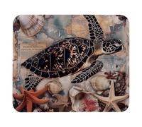 Mouse Mat Vintage Map Sea Turtle Starfish Mice Pad Stitched Edge Mousepads Waterproof Mouse Pad For Work Office And Home Computers S