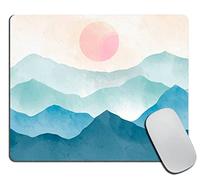Mouse Mat Watercolor Blue Mountains Computer Mouse Pad With Non-Slip Rubber Base Comfortable Table Mat, For Study, Travel, Computer, 25x30cm