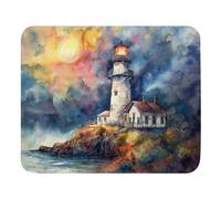 Mouse Mat Watercolor Lighthouse Rectangular Improves Speed And Precision Mouse Pad Soft Desk Pad For Work Desk Computer 25X30Cm