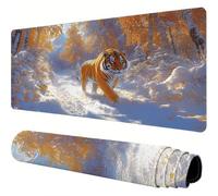 Mouse Mat White Large Gaming Mouse Pad 60x32x0.12inch Mousepad Tiger Desk Mat Extended Waterproof con Non-Slip Rubber Base Precision and Speed Desk Accessories for Office Gaming, Gift for Women J1-292