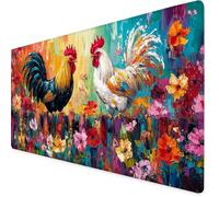 Mouse Mat White Mouse Pad Chicken Gaming Desk Mat Large 900x300x3mm, Non-Slip Rubber Base, Waterproof Surface, Stitched Edges, Pretty Cute Mousepad for Office and Home Laptop, Desk Accessories K7-141