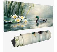 Mouse Mat White Mouse Pad Large 35.5x15.7x0.12 XXL Waterproof Desk Matt with Stitched Edges and Non-Slip Rubber Base,Extended Gaming Mousemat Pond Keyboard Mat for Gaming Office Desk Decor Gifts W-352