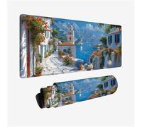 Mouse Mat White Mouse Pad Large 700x300mm, Desk Mat Small Town Mousepad, Desk Pad with Non-Slip Base, Extended Waterproof Mousemat, Stitched Edges Keyboard Matt, Home Office Accessories, Gifts H2-687